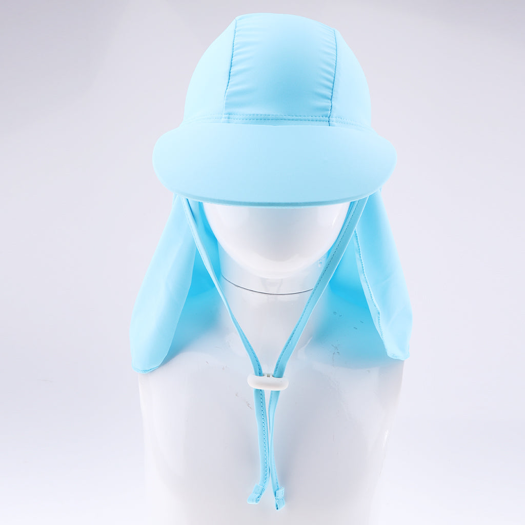 Child UV protection UPF50+ swimming cap sunscreen cloak neck beach cap Light blue