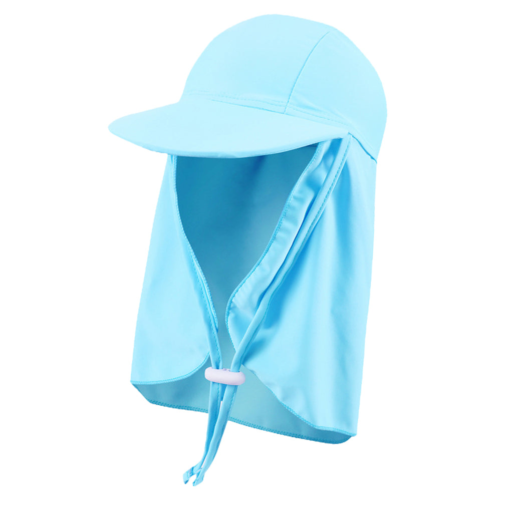 Child UV protection UPF50+ swimming cap sunscreen cloak neck beach cap Light blue