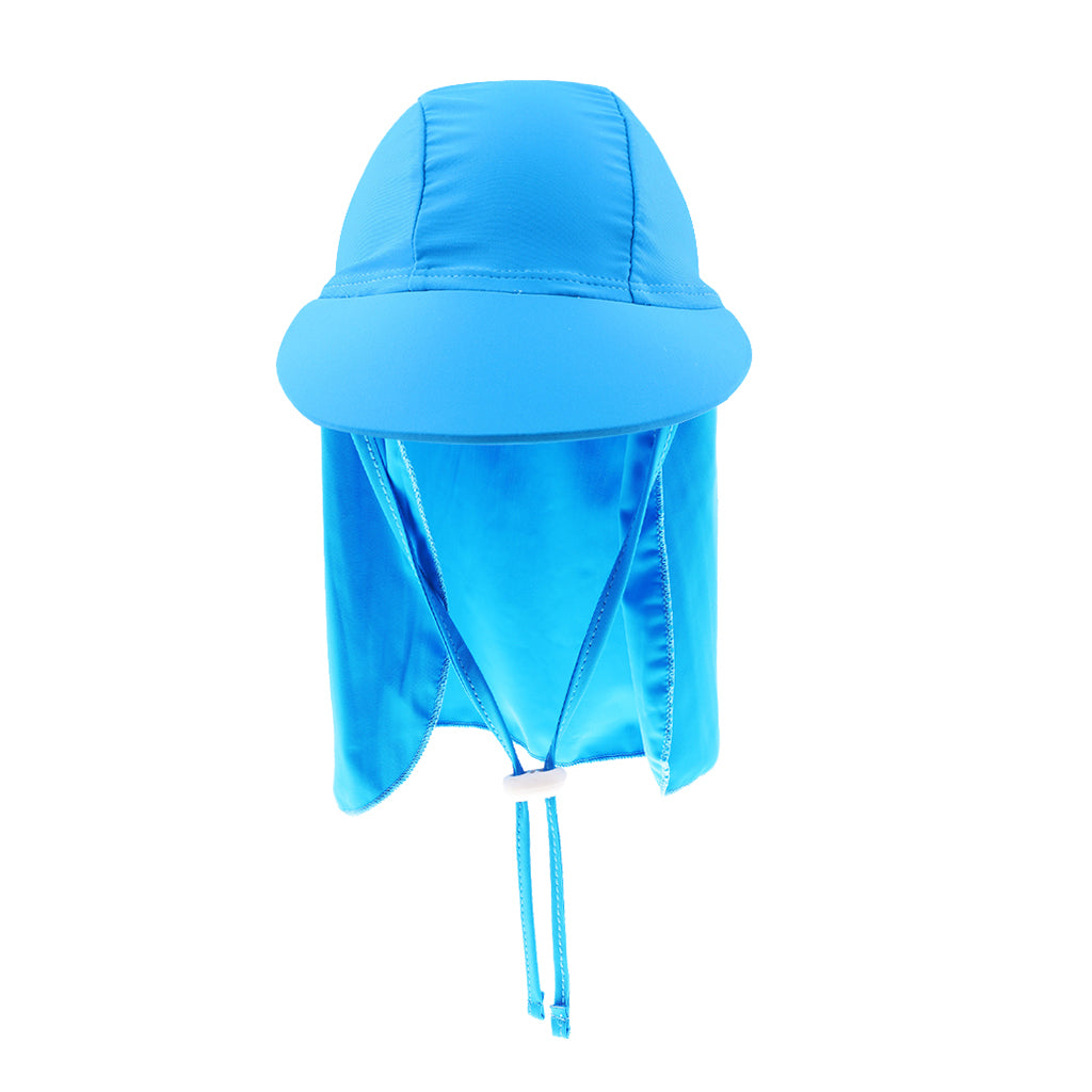 Child UV protection UPF50+ swimming cap sunscreen cloak neck beach cap Blue