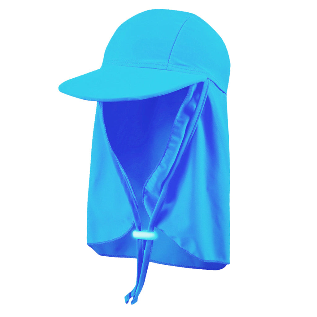 Child UV protection UPF50+ swimming cap sunscreen cloak neck beach cap Blue