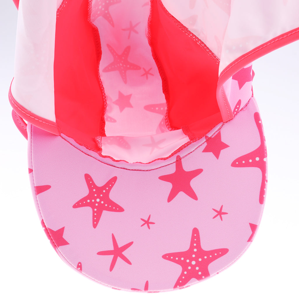 Child UV protection UPF50+ swimming cap sunscreen cloak neck beach cap Pink sea star