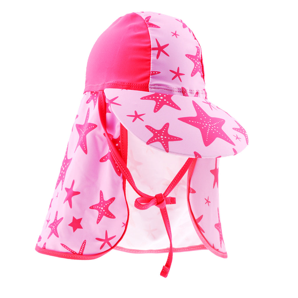 Child UV protection UPF50+ swimming cap sunscreen cloak neck beach cap Pink sea star