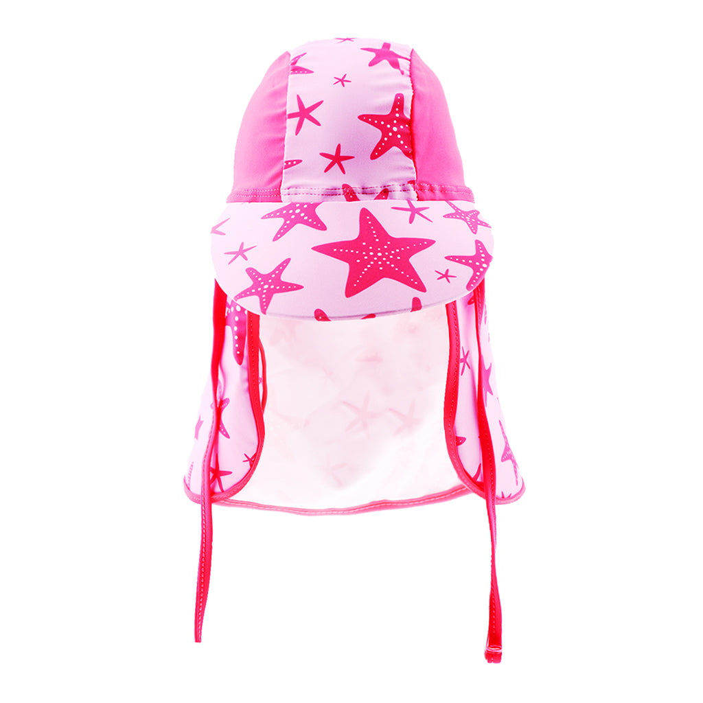 Child UV protection UPF50+ swimming cap sunscreen cloak neck beach cap Pink sea star