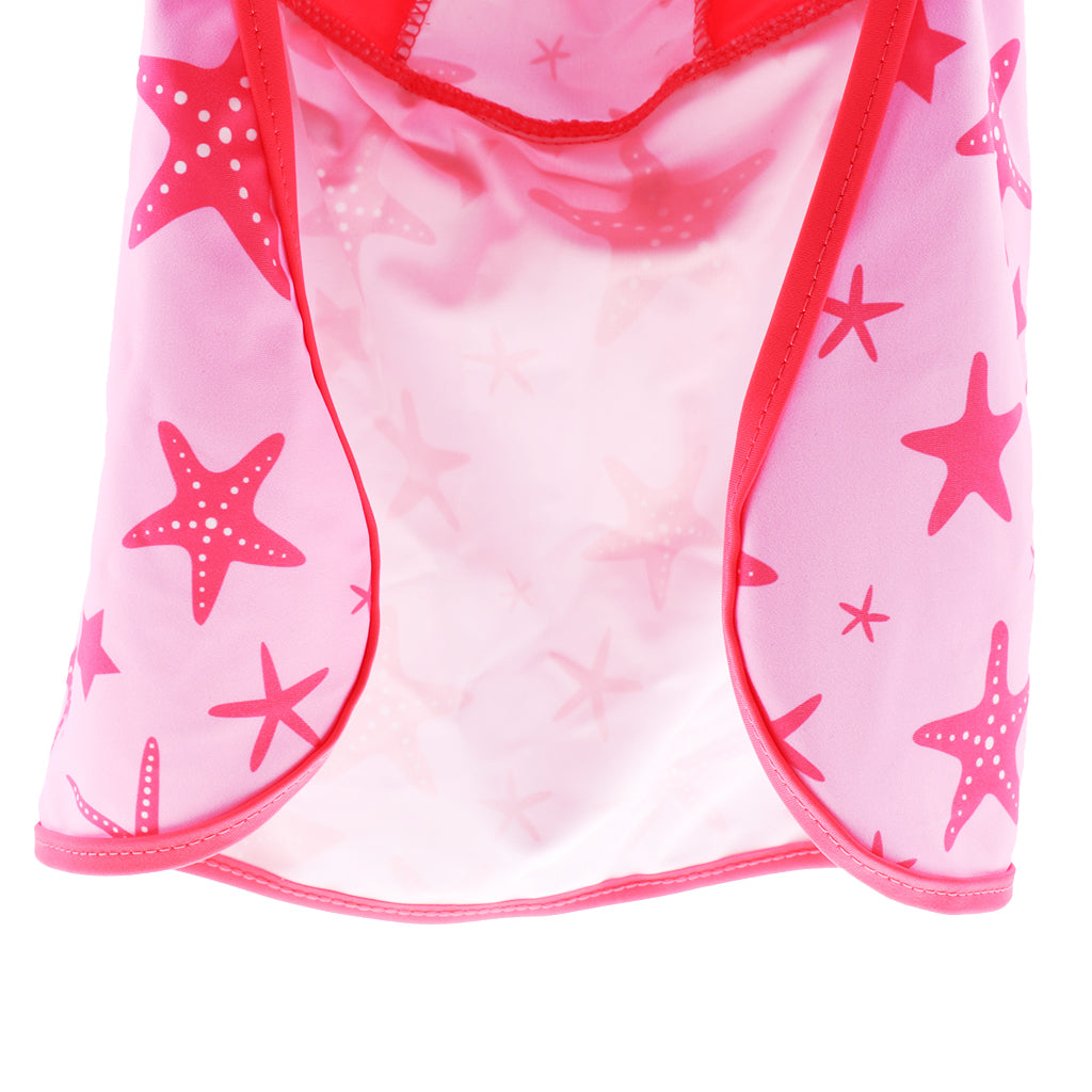 Child UV protection UPF50+ swimming cap sunscreen cloak neck beach cap Pink sea star