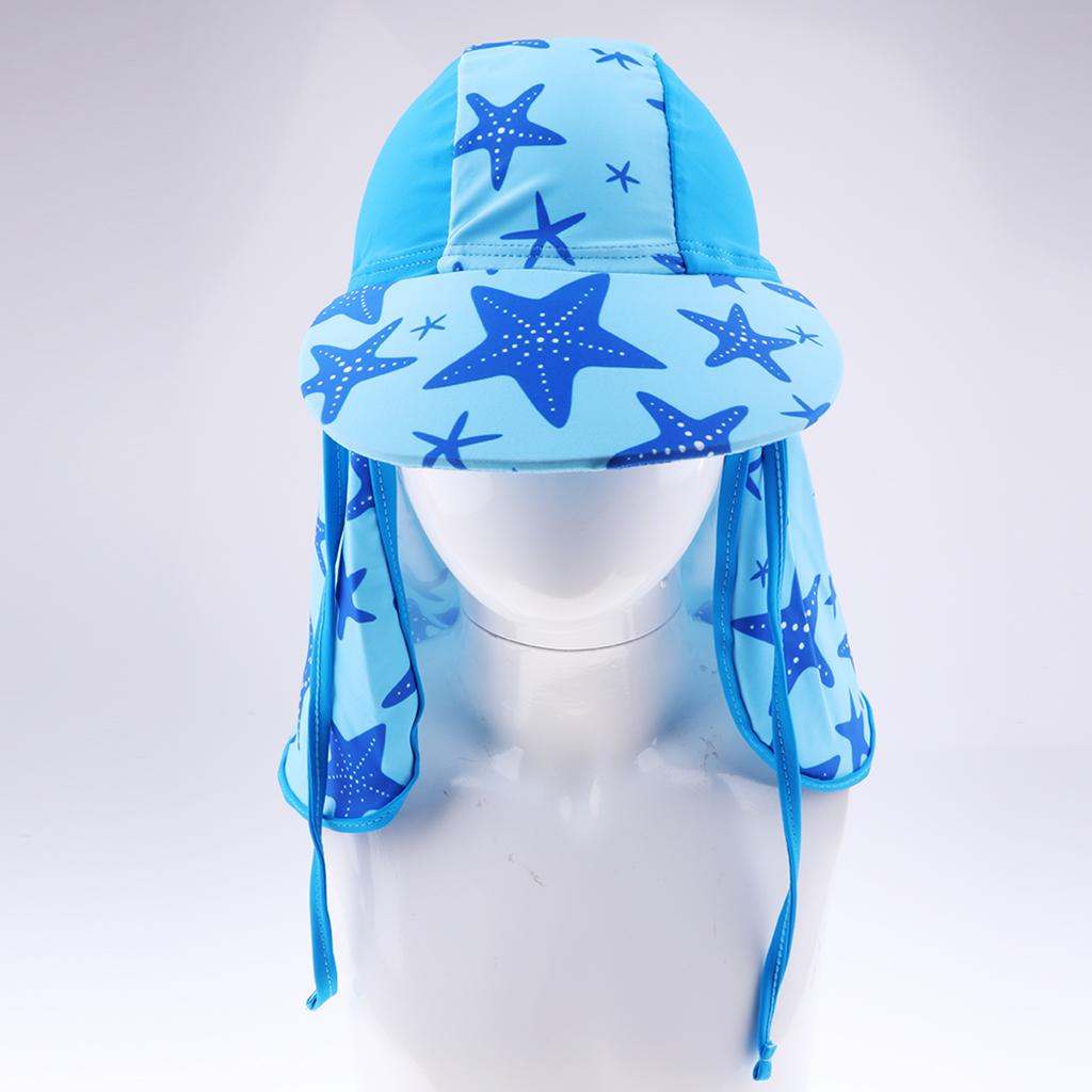 Child UV protection UPF50+ swimming cap sunscreen cloak neck beach cap Blue sea star