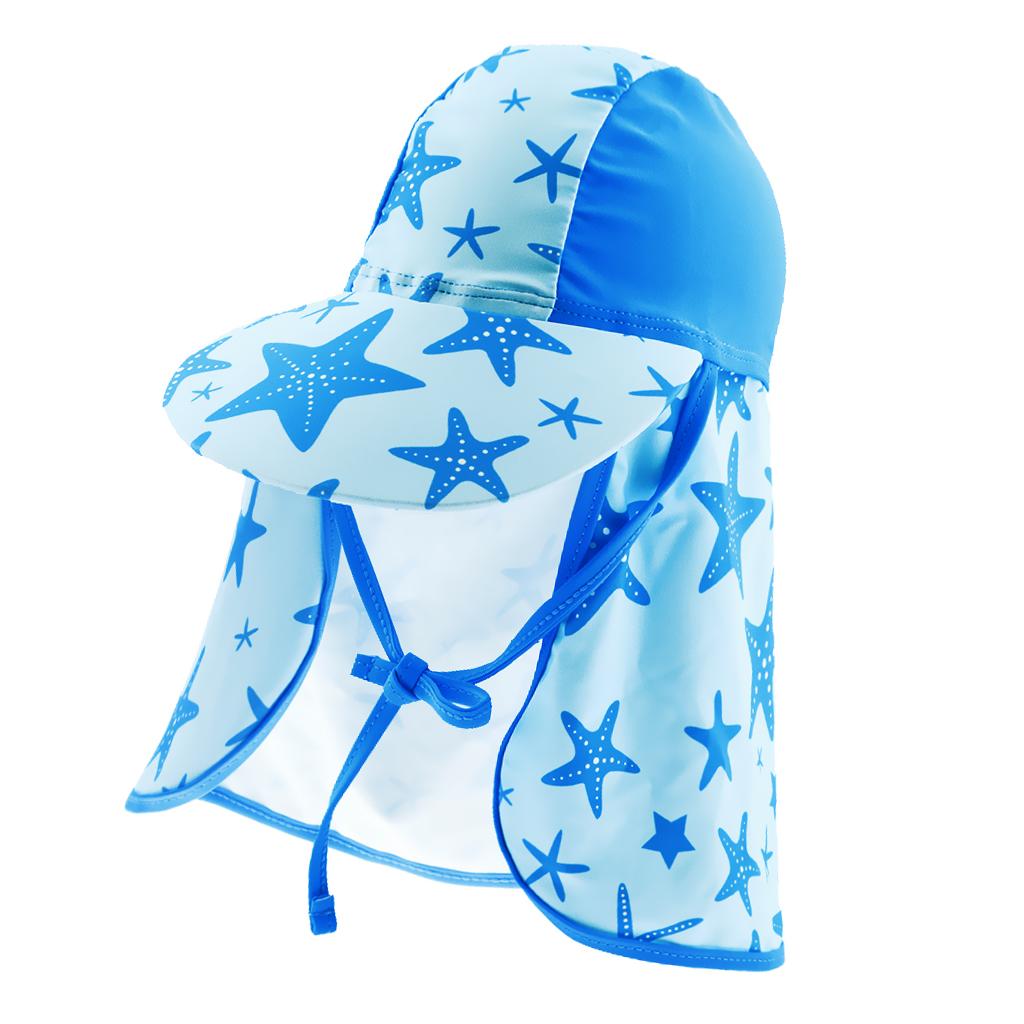 Child UV protection UPF50+ swimming cap sunscreen cloak neck beach cap Blue sea star