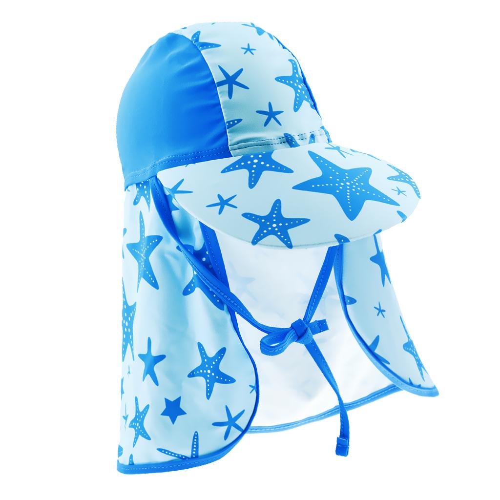 Child UV protection UPF50+ swimming cap sunscreen cloak neck beach cap Blue sea star