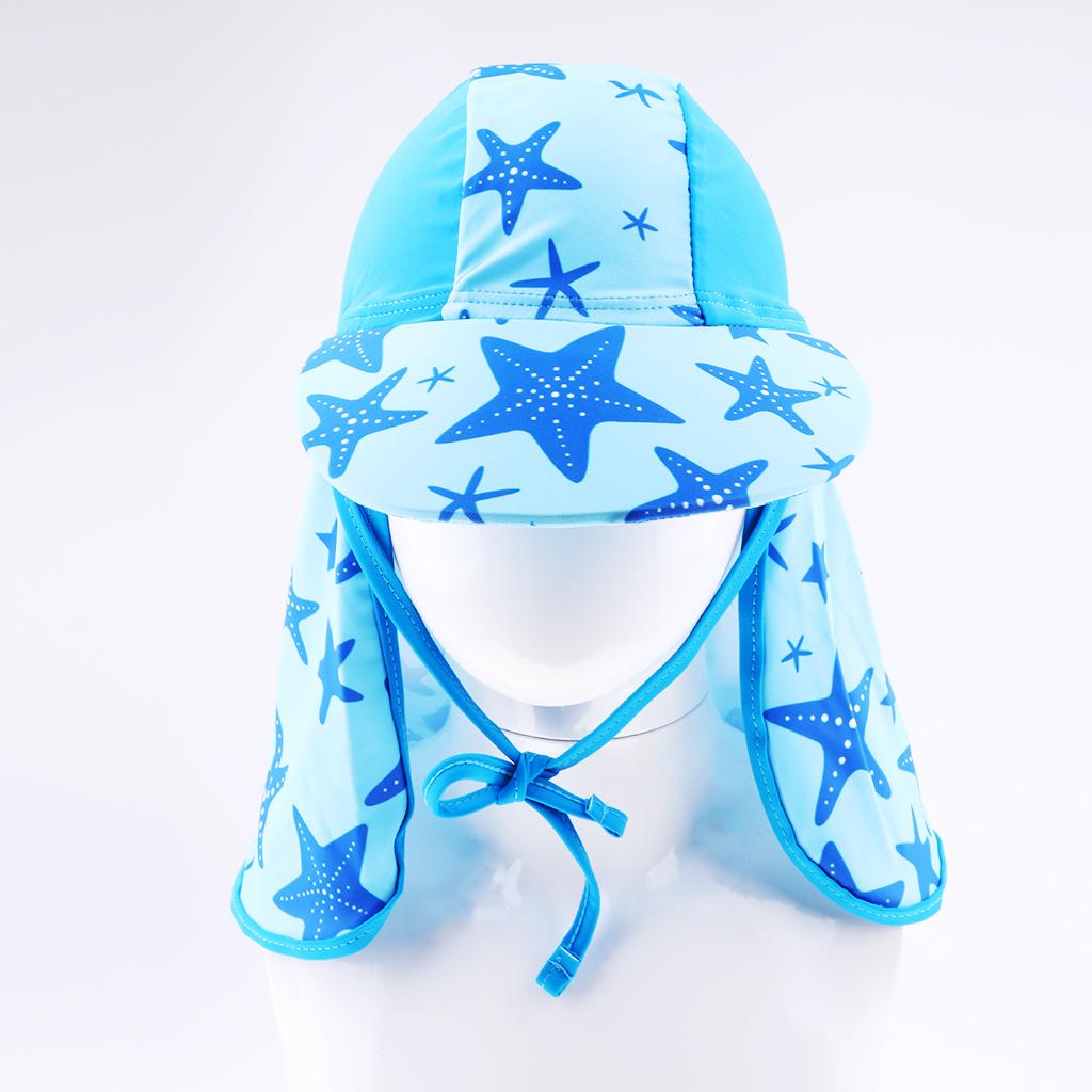 Child UV protection UPF50+ swimming cap sunscreen cloak neck beach cap Blue sea star