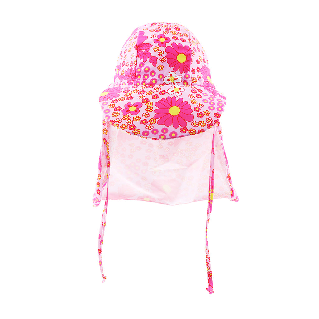 Child UV protection UPF50+ swimming cap sunscreen cloak neck beach cap Pink flower