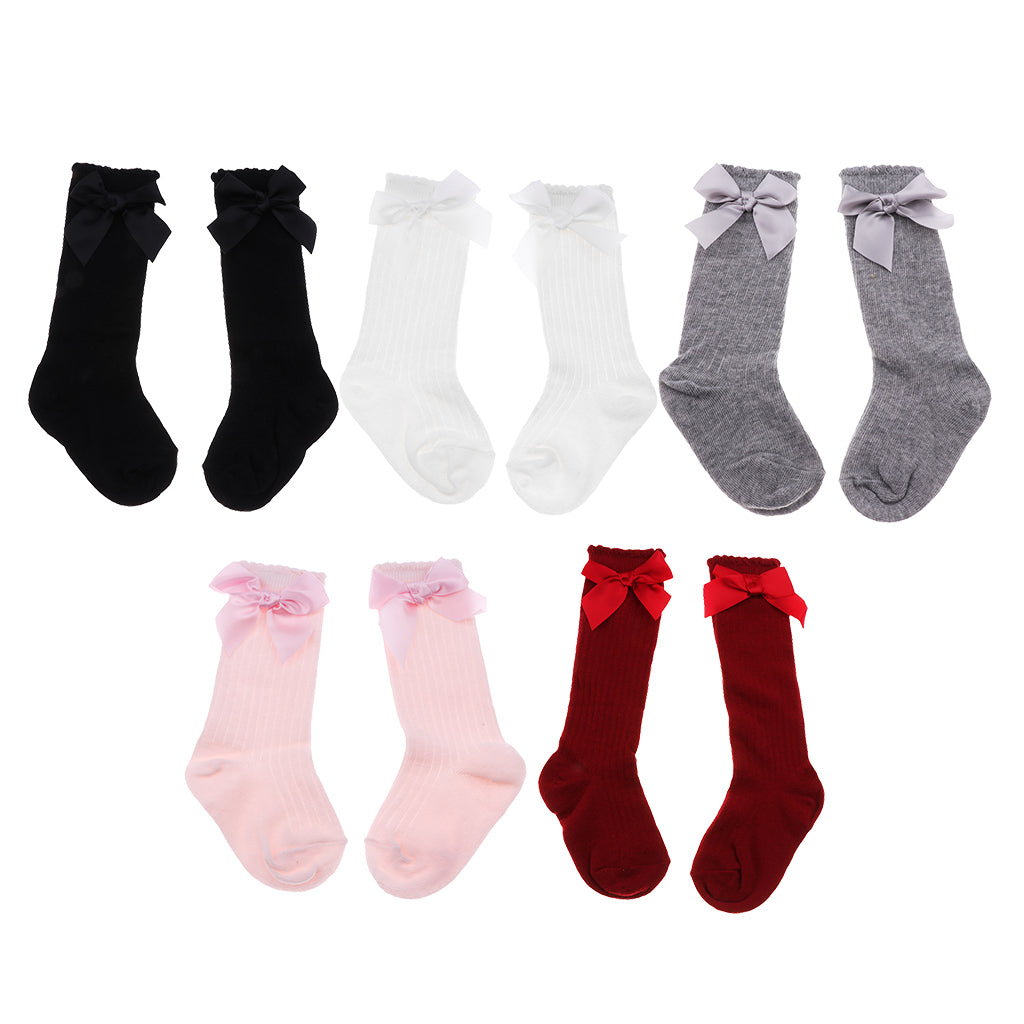 Baby Girls knee High Socks Bowknot Toddler Babies School Socks 0-2T White