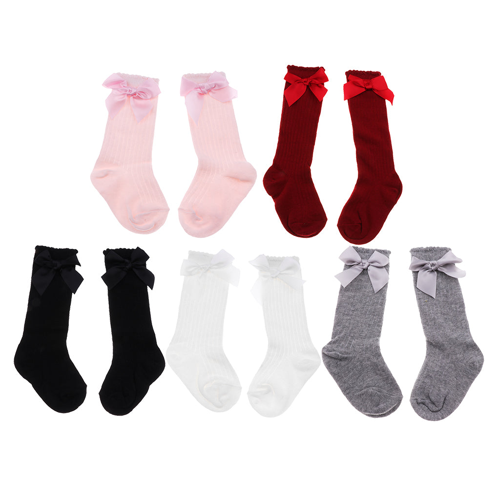 Baby Girls knee High Socks Bowknot Toddler Babies School Socks 0-2T White