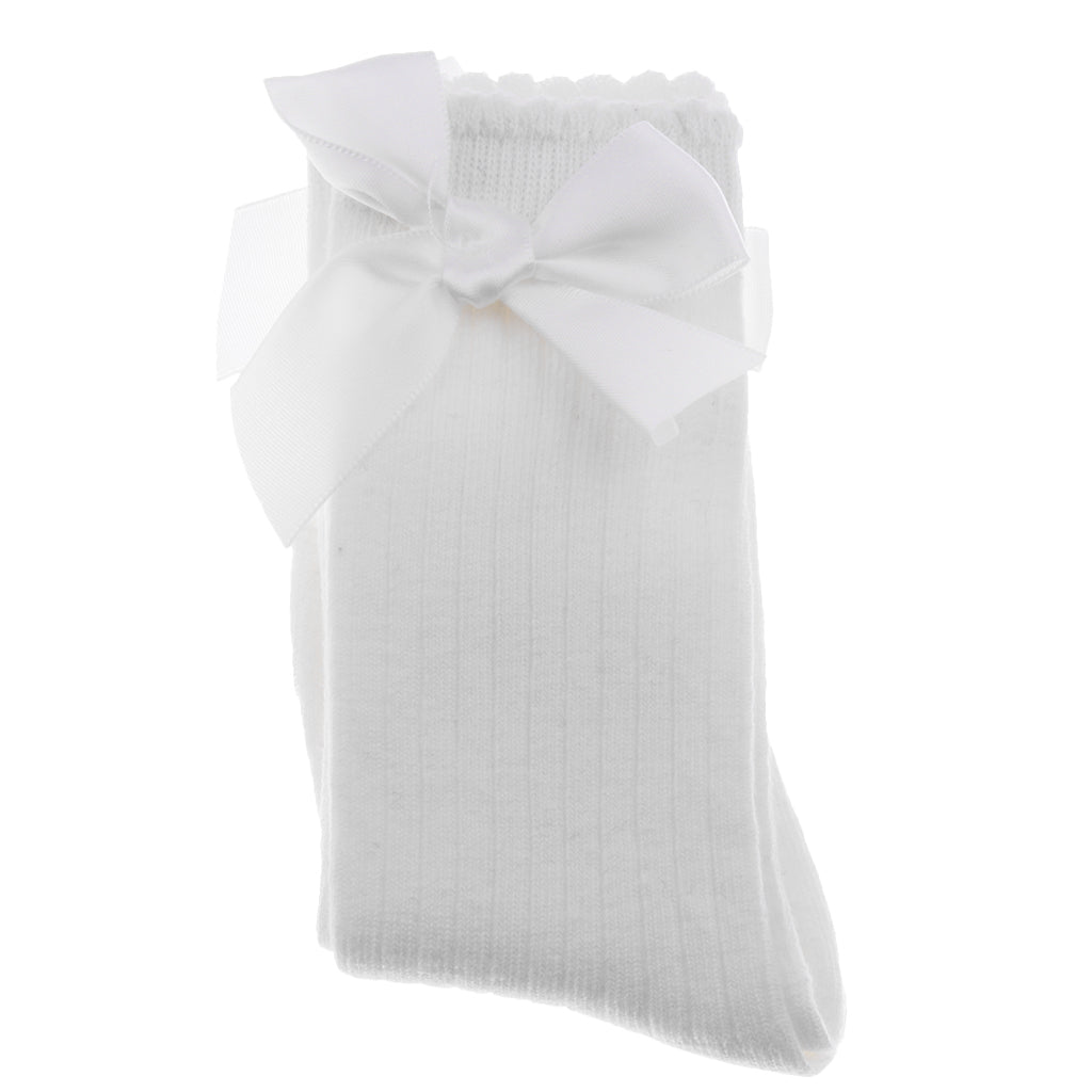 Baby Girls knee High Socks Bowknot Toddler Babies School Socks 0-2T White