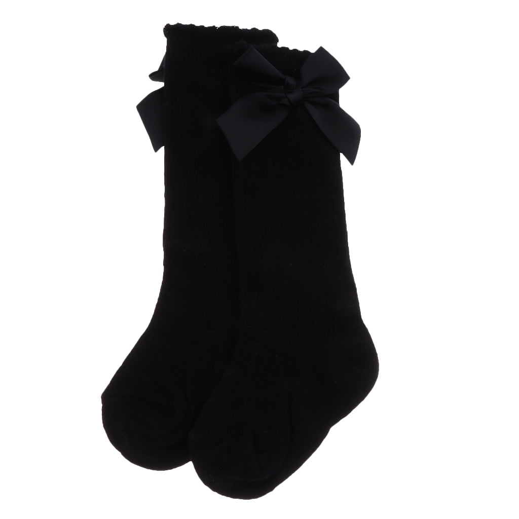 Baby Girls knee High Socks Bowknot Toddler Babies School Socks 0-2T Black