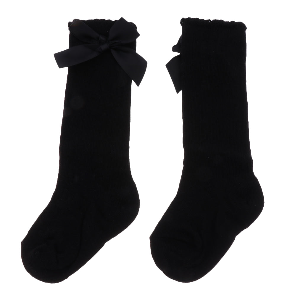 Baby Girls knee High Socks Bowknot Toddler Babies School Socks 2-4T Black