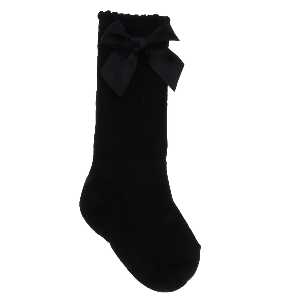 Baby Girls knee High Socks Bowknot Toddler Babies School Socks 2-4T Black