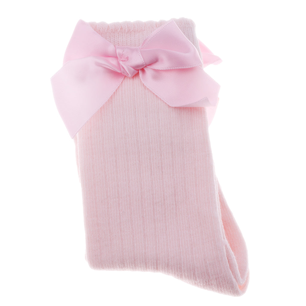 Baby Girls knee High Socks Bowknot Toddler Babies School Socks 0-2T Pink