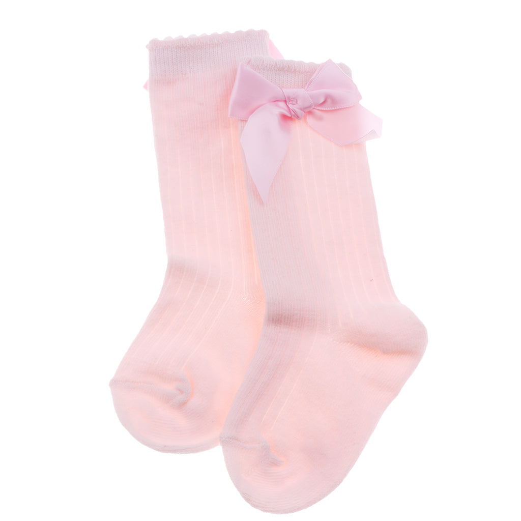 Baby Girls knee High Socks Bowknot Toddler Babies School Socks 2-4T Pink