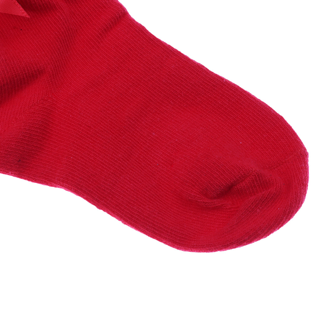 1 Pair Baby Kids Girls Layer Mesh Lace Bow Short Socks L (4-6 Years) Red