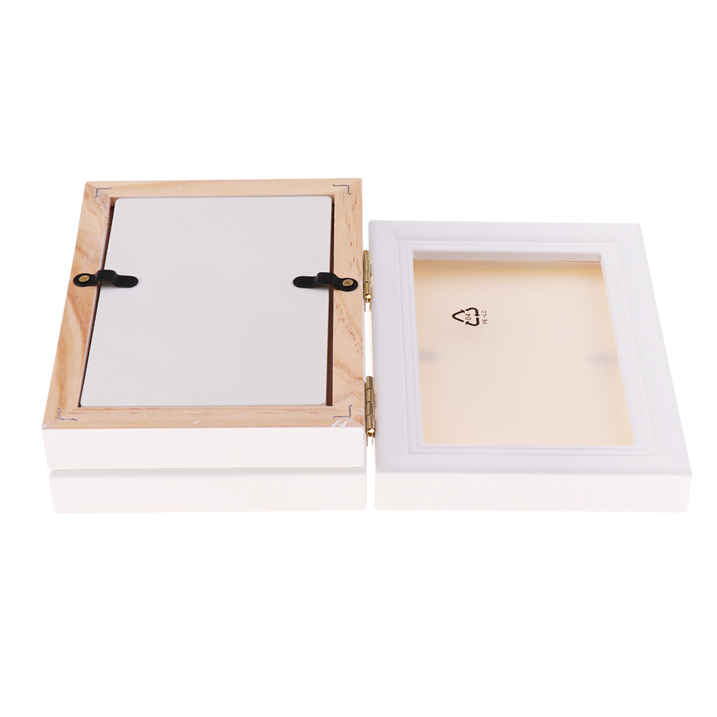 CLAY KEEPSAKE & PHOTO DESKTOP FRAME KIT HANDPRINT FOOTPRINT IMPRESSION White