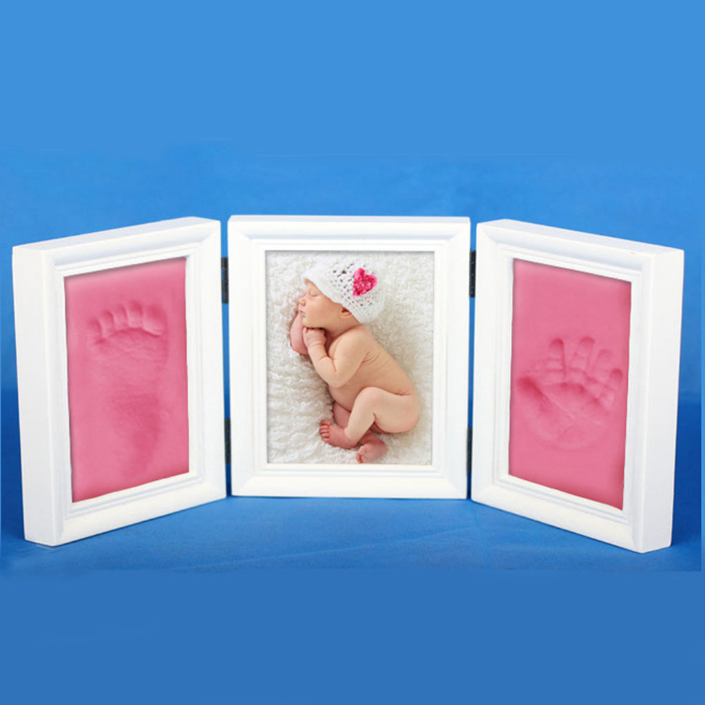 CLAY KEEPSAKE & PHOTO DESKTOP FRAME KIT HANDPRINT FOOTPRINT IMPRESSION Pink