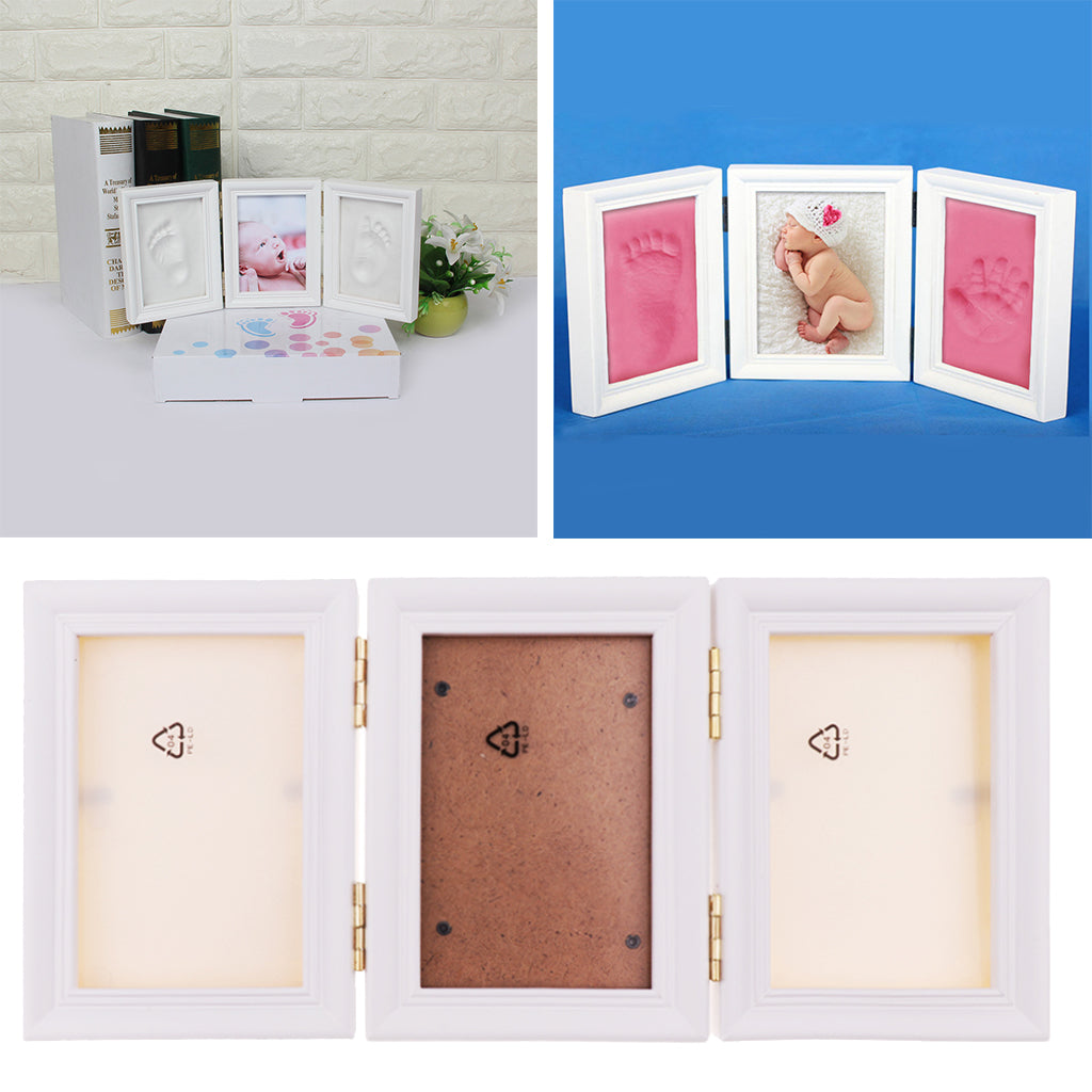 CLAY KEEPSAKE & PHOTO DESKTOP FRAME KIT HANDPRINT FOOTPRINT IMPRESSION Pink