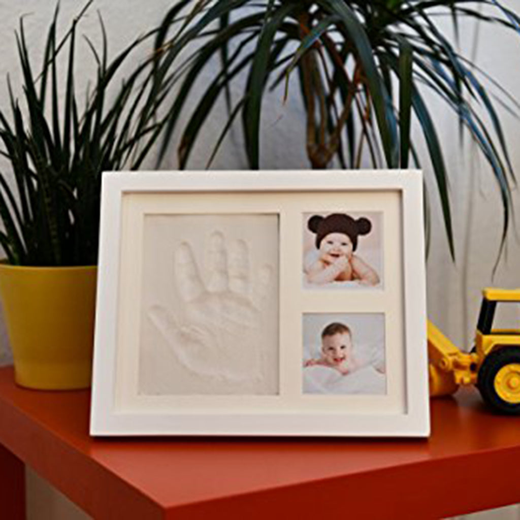 Baby Handprint Kit & Footprint Photo Frame for Newborn Girls and Boys White