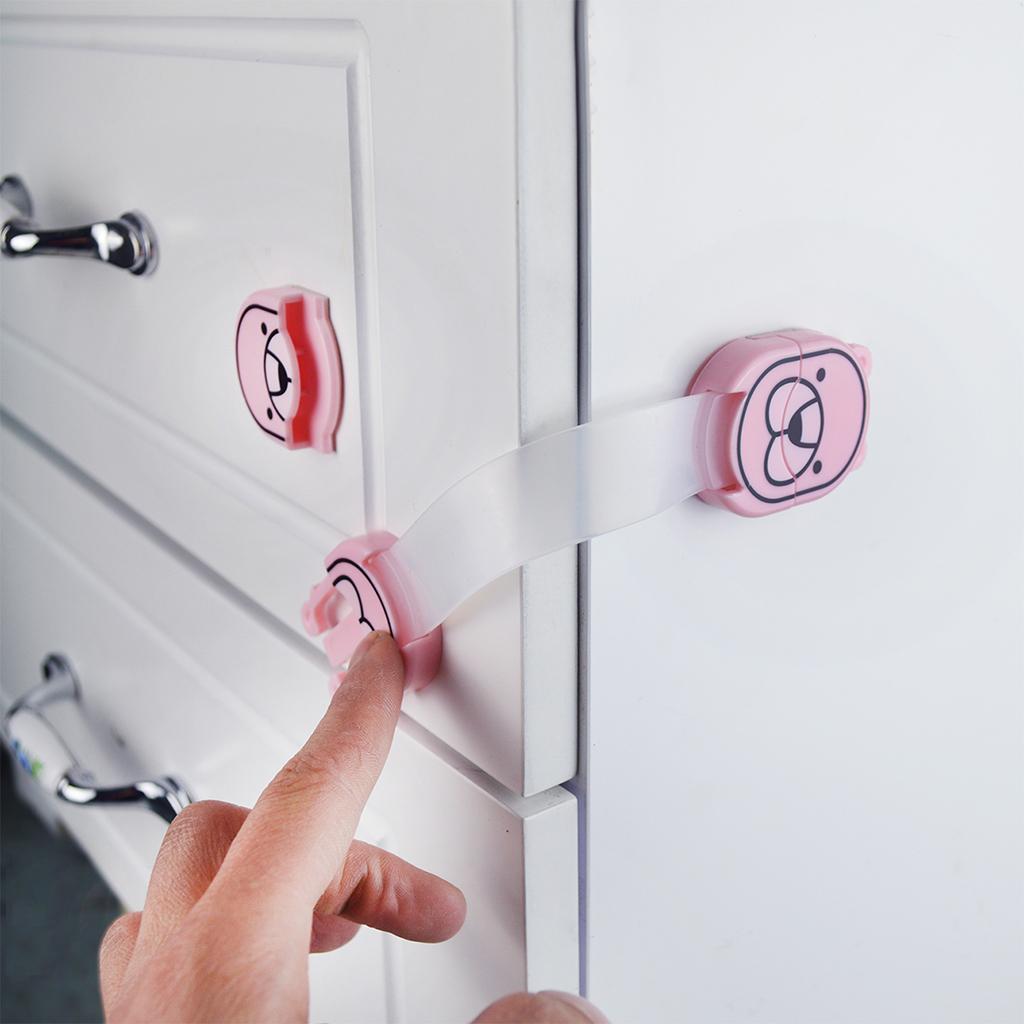 5pcs Door Drawer CabInet Safety Locks Baby Infant Kids Cupboard Locks Pink