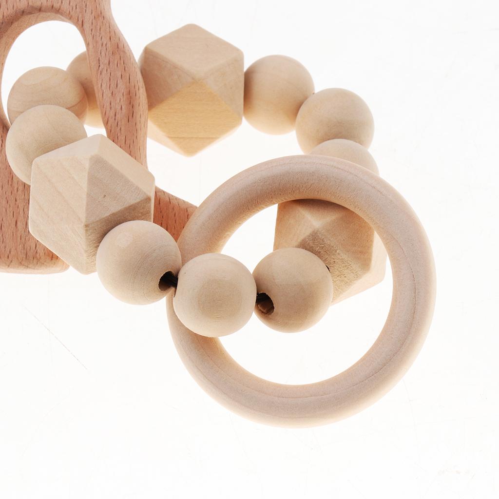 Safe Wooden Baby Teether Wood Teething Bracelet Rings Bird