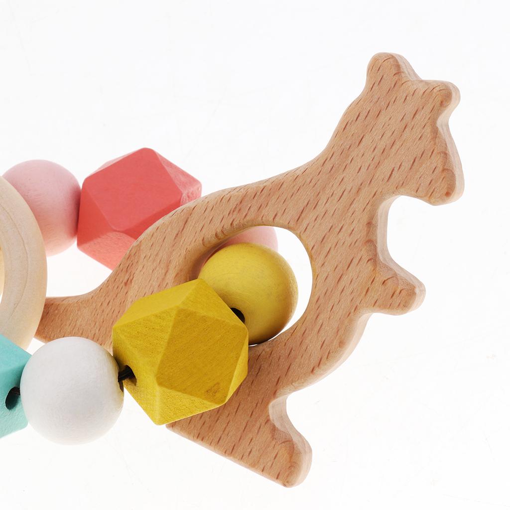 Safe Wooden Baby Teether Wood Teething Bracelet Rings Kangaroo