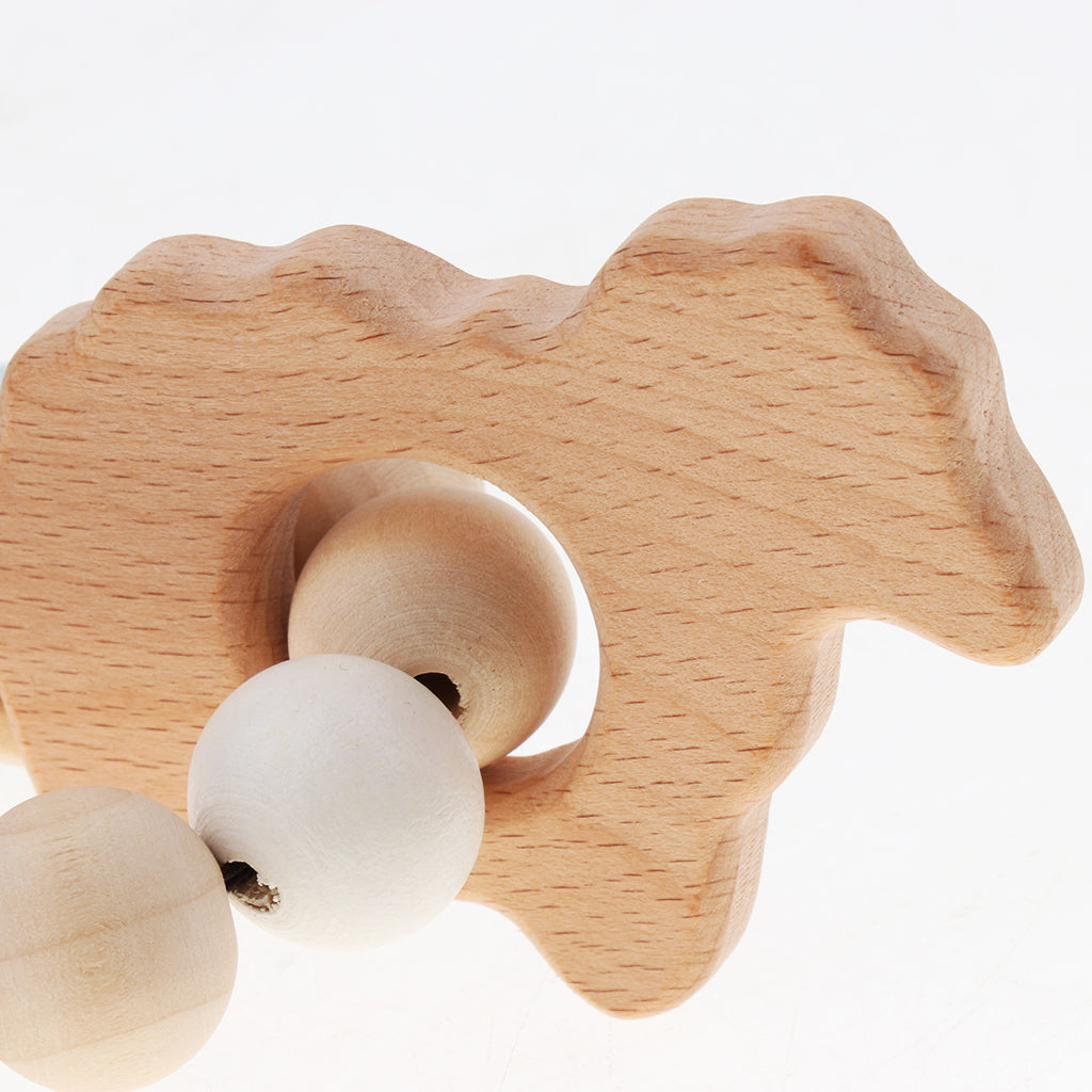 Safe Wooden Baby Teether Wood Teething Bracelet Rings Sheep