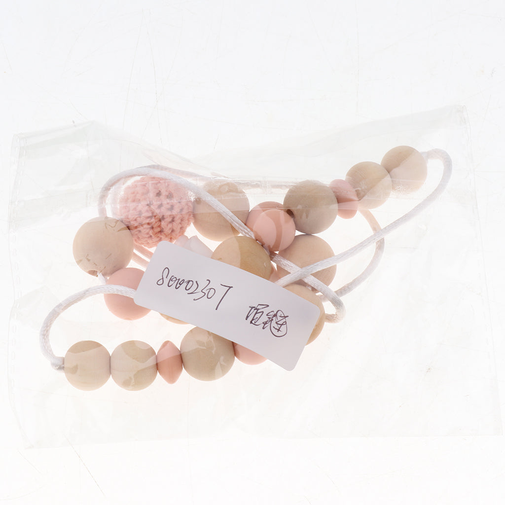 Wooden Teething Necklace Nursing Teether Round Beads Chain 1pc Wood Necklace