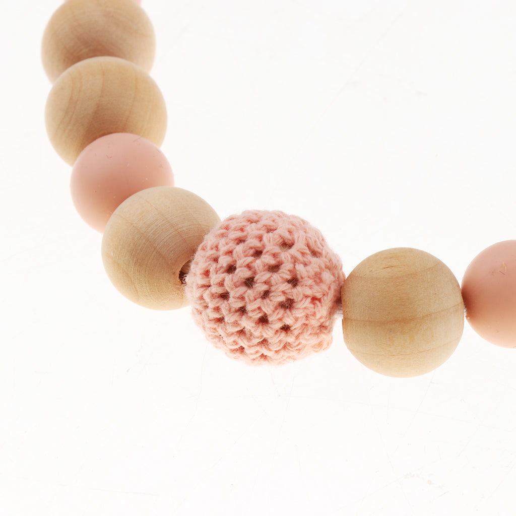 Wooden Teething Necklace Nursing Teether Round Beads Chain 1pc Wood Necklace