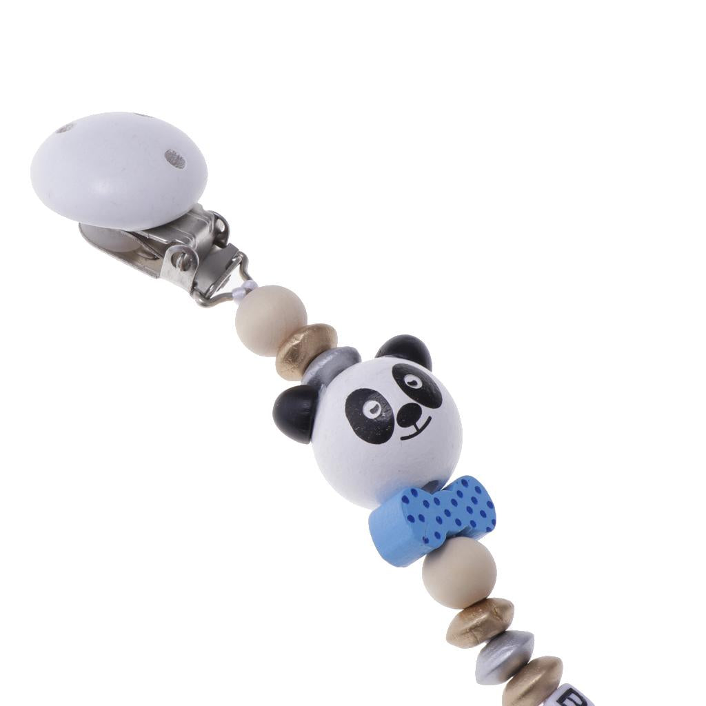 Baby Cartoon Chain Letter Chain Wooden Grinding Teeth Pacifier Holder  Blue