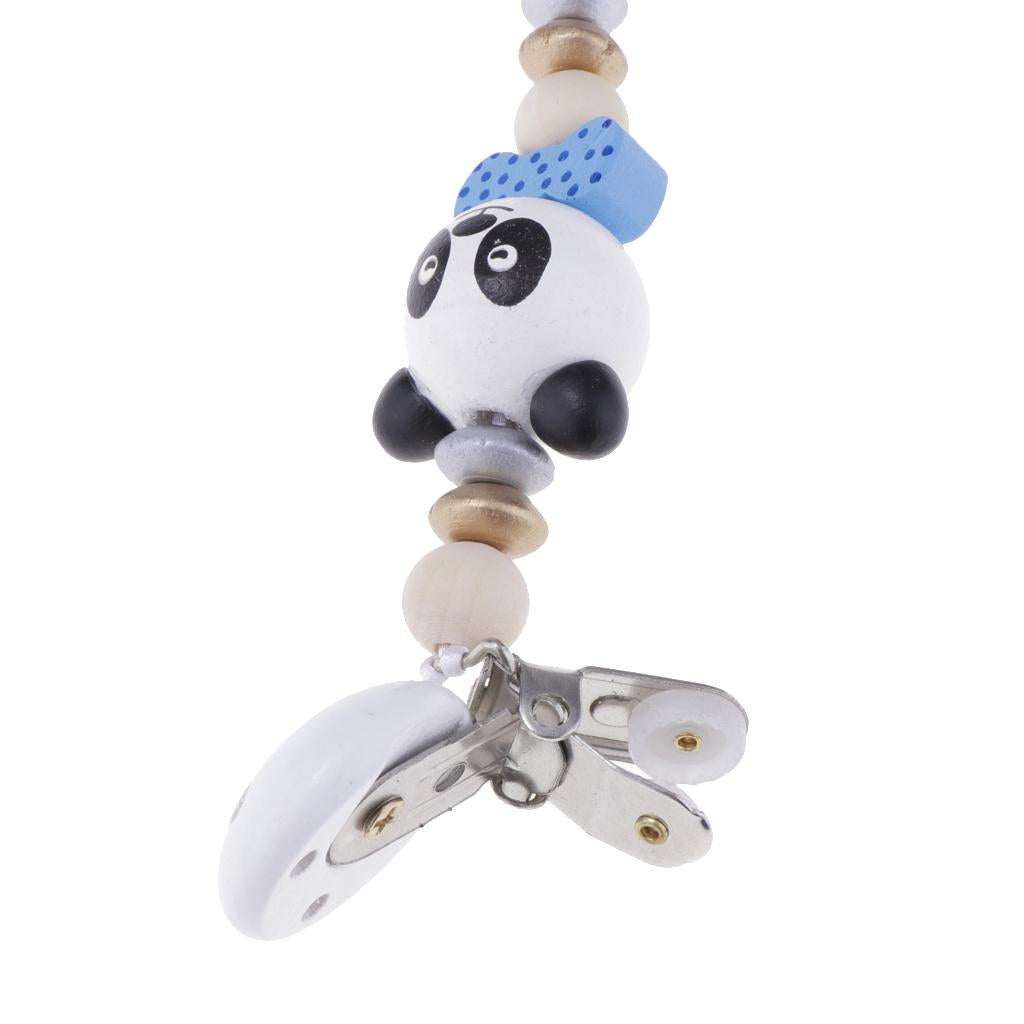 Baby Cartoon Chain Letter Chain Wooden Grinding Teeth Pacifier Holder  Blue