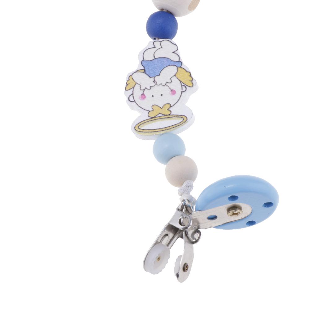 Baby Cartoon Chain Unicorn Chain Wooden Grinding Teeth Pacifier Holder Blue