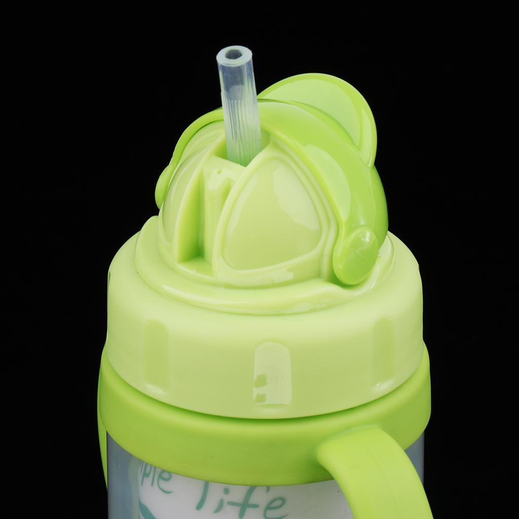 Kids Children School Drinking Water Straw Bottle Sippy Suction Cup Green