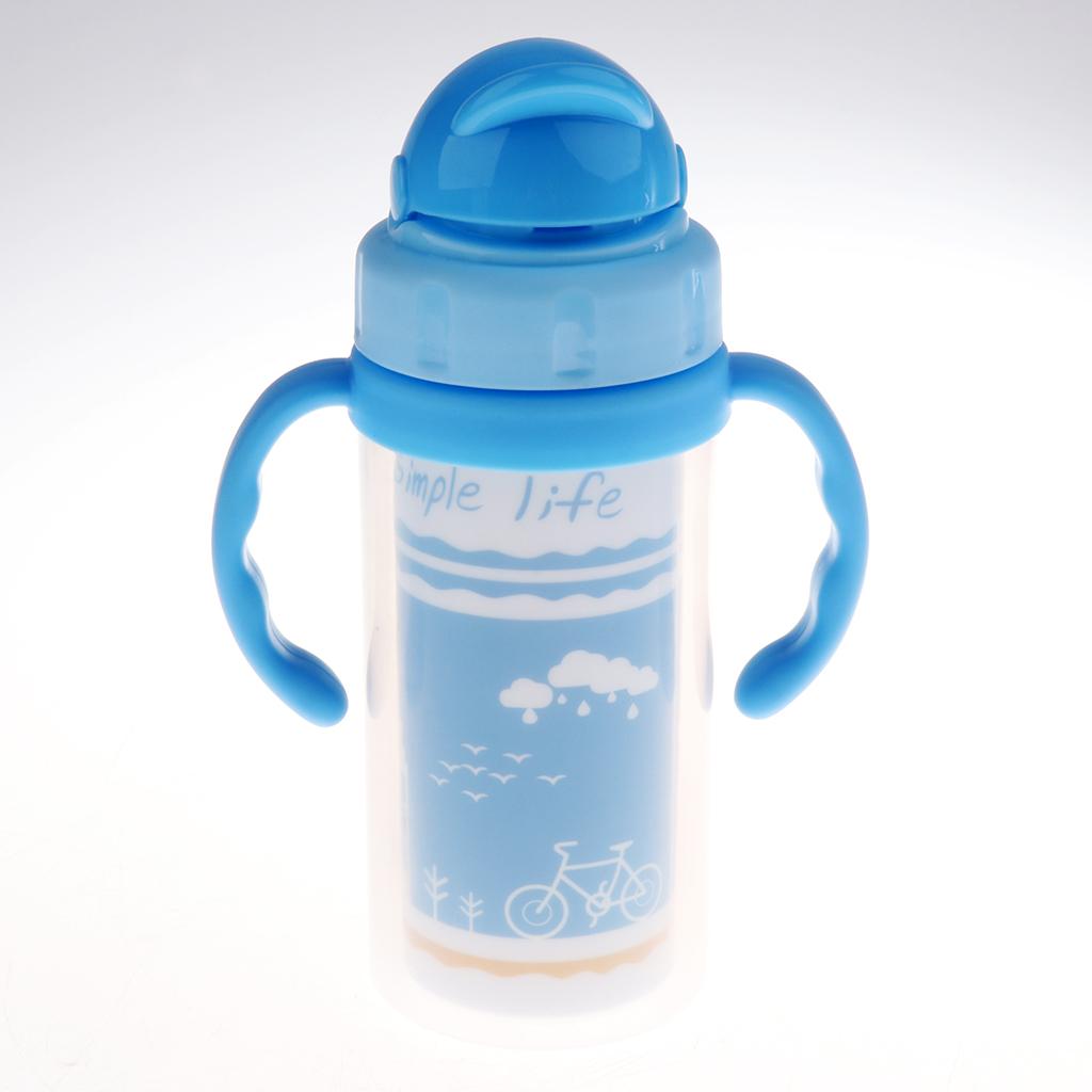 Kids Children School Drinking Water Straw Bottle Sippy Suction Cup Blue