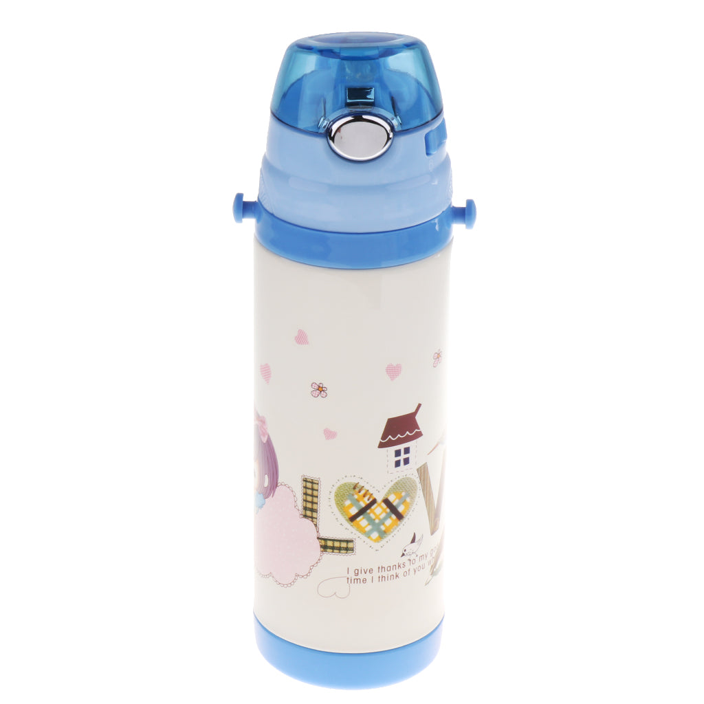 Kids Drinking Insulation Baby Straw Cup Kids School Bottle Blue