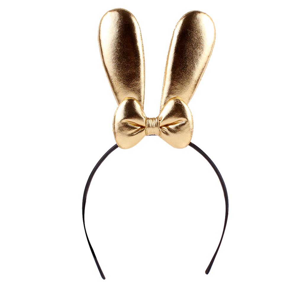 Baby Hair Accessories Rabbit Ear Bowknot Elastic Hairband Headwear Gold