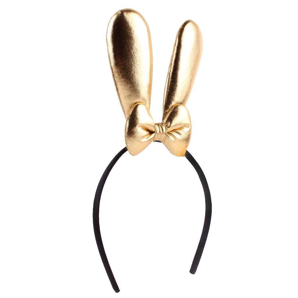 Baby Hair Accessories Rabbit Ear Bowknot Elastic Hairband Headwear Gold