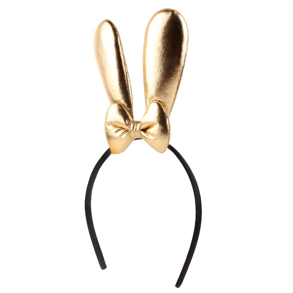 Baby Hair Accessories Rabbit Ear Bowknot Elastic Hairband Headwear Gold