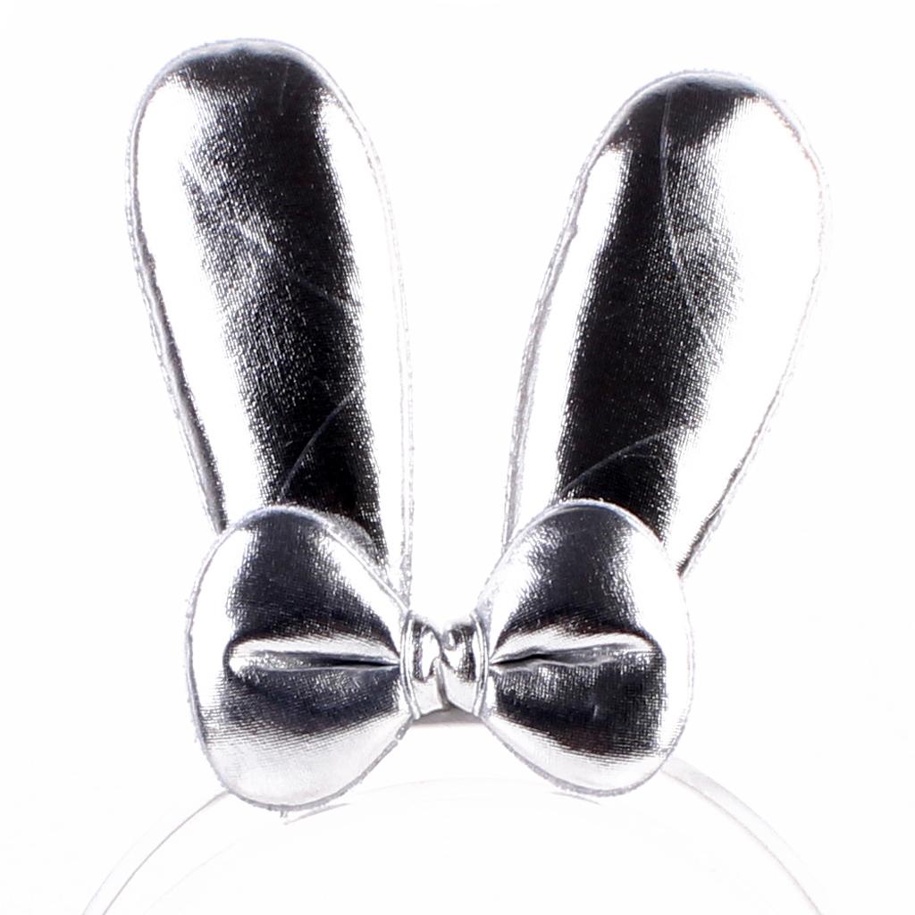 Baby Hair Accessories Rabbit Ear Bowknot Elastic Hairband Headwear Silver