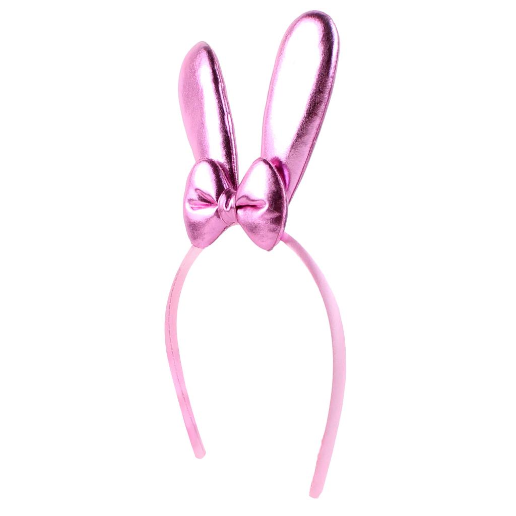 Baby Hair Accessories Rabbit Ear Bowknot Elastic Hairband Headwear Pink