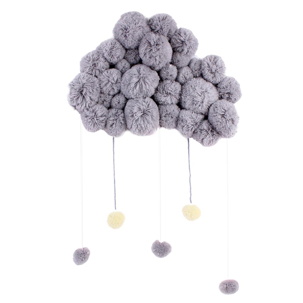 Baby Kids Room Nursery Home Cloud Raindrop Wall Mural Decor  Gray