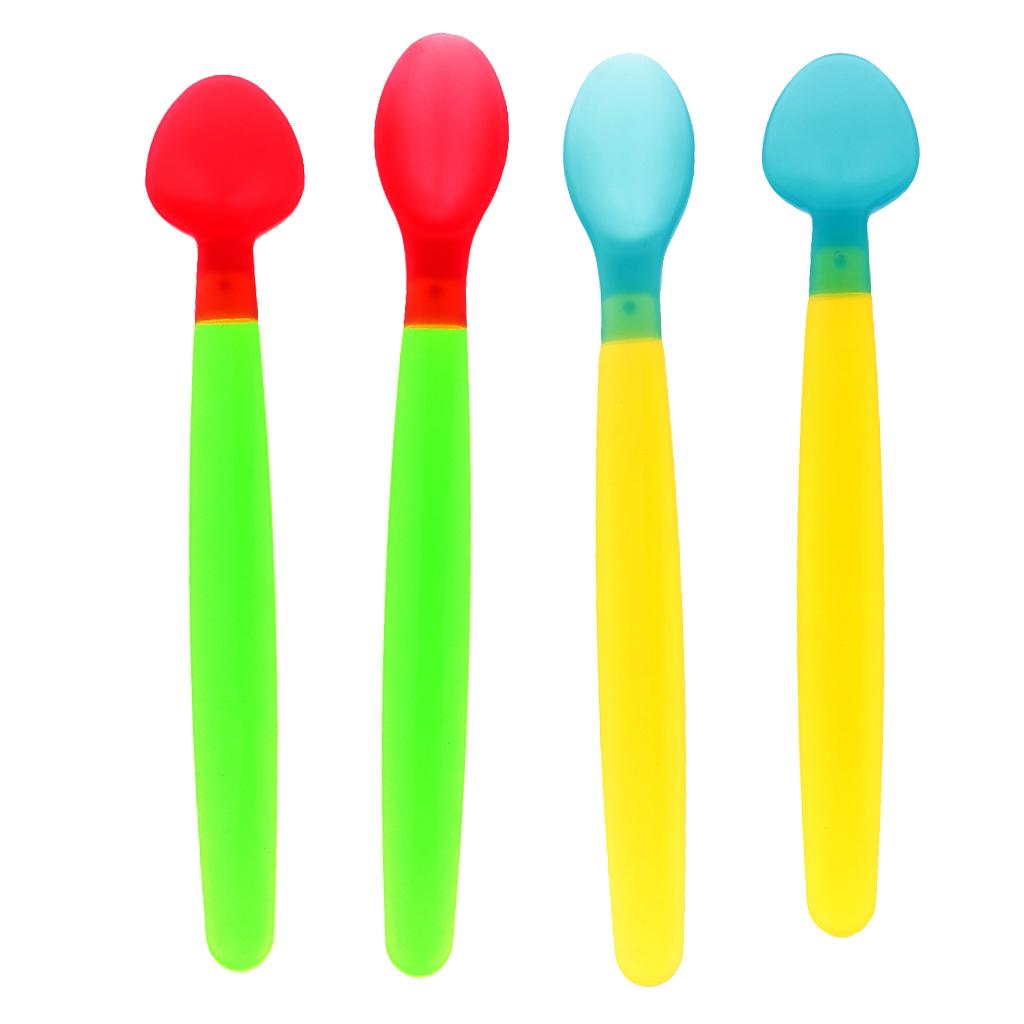 2xBaby Infant Temperature Heat Sensing Feeder Feeding Spoon Red