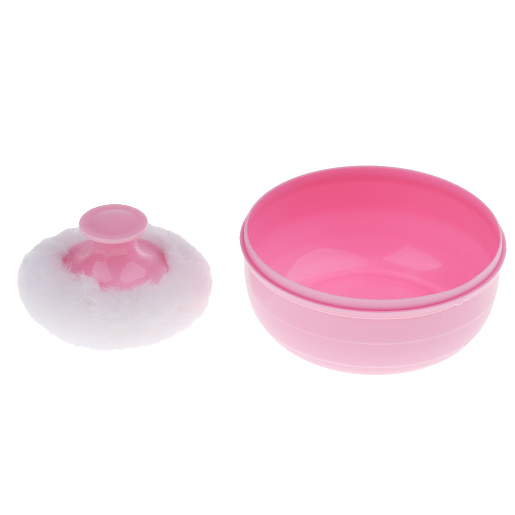 Baby Soft Face Body Cosmetic Powder Puff Sponge Box Case Container Pink