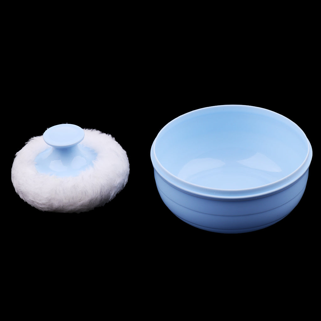 Baby Soft Face Body Cosmetic Powder Puff Sponge Box Case Container Blue