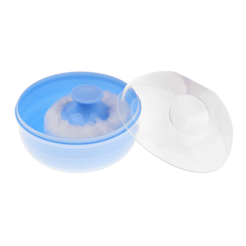 Baby Soft Face Body Cosmetic Powder Puff Sponge Box Case Container Blue