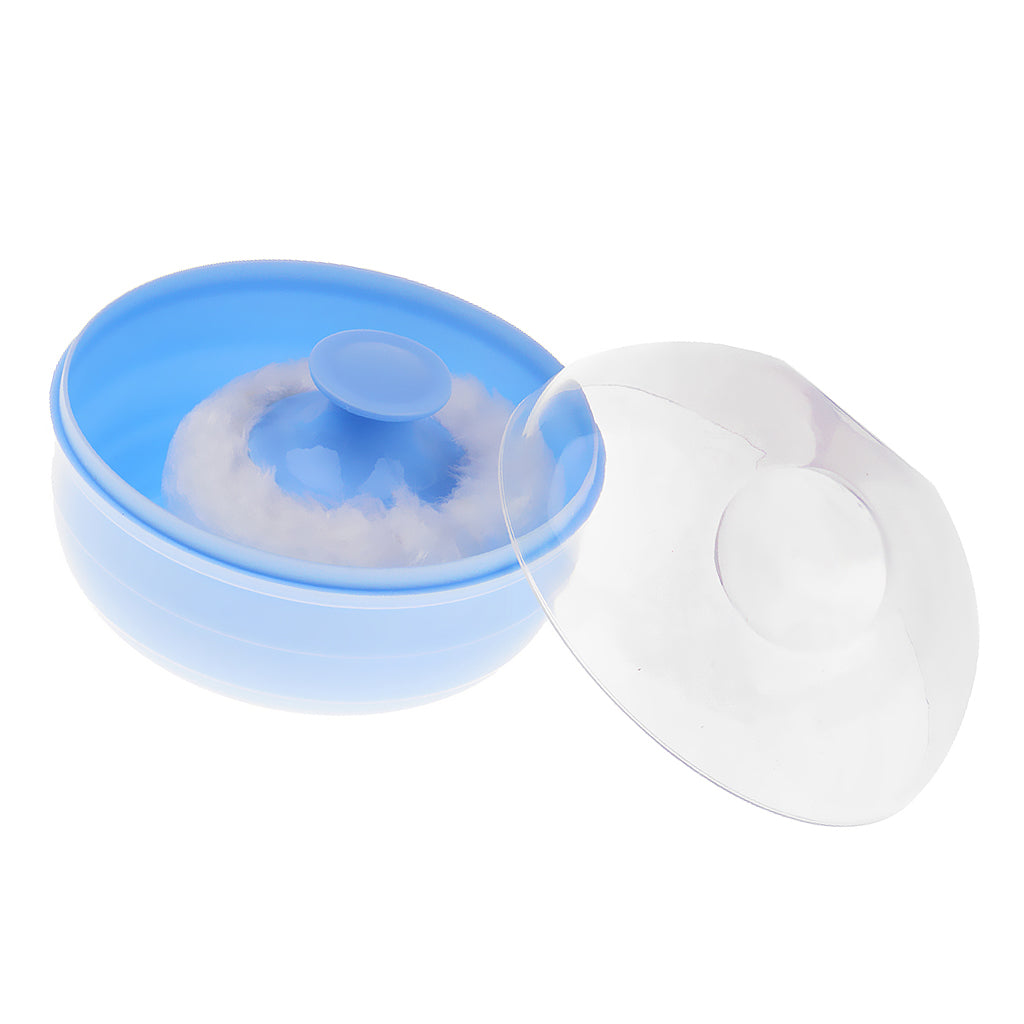 Baby Soft Face Body Cosmetic Powder Puff Sponge Box Case Container Blue