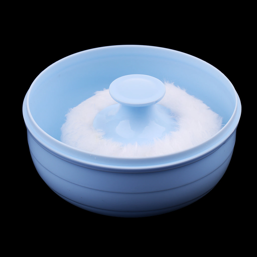 Baby Soft Face Body Cosmetic Powder Puff Sponge Box Case Container Blue